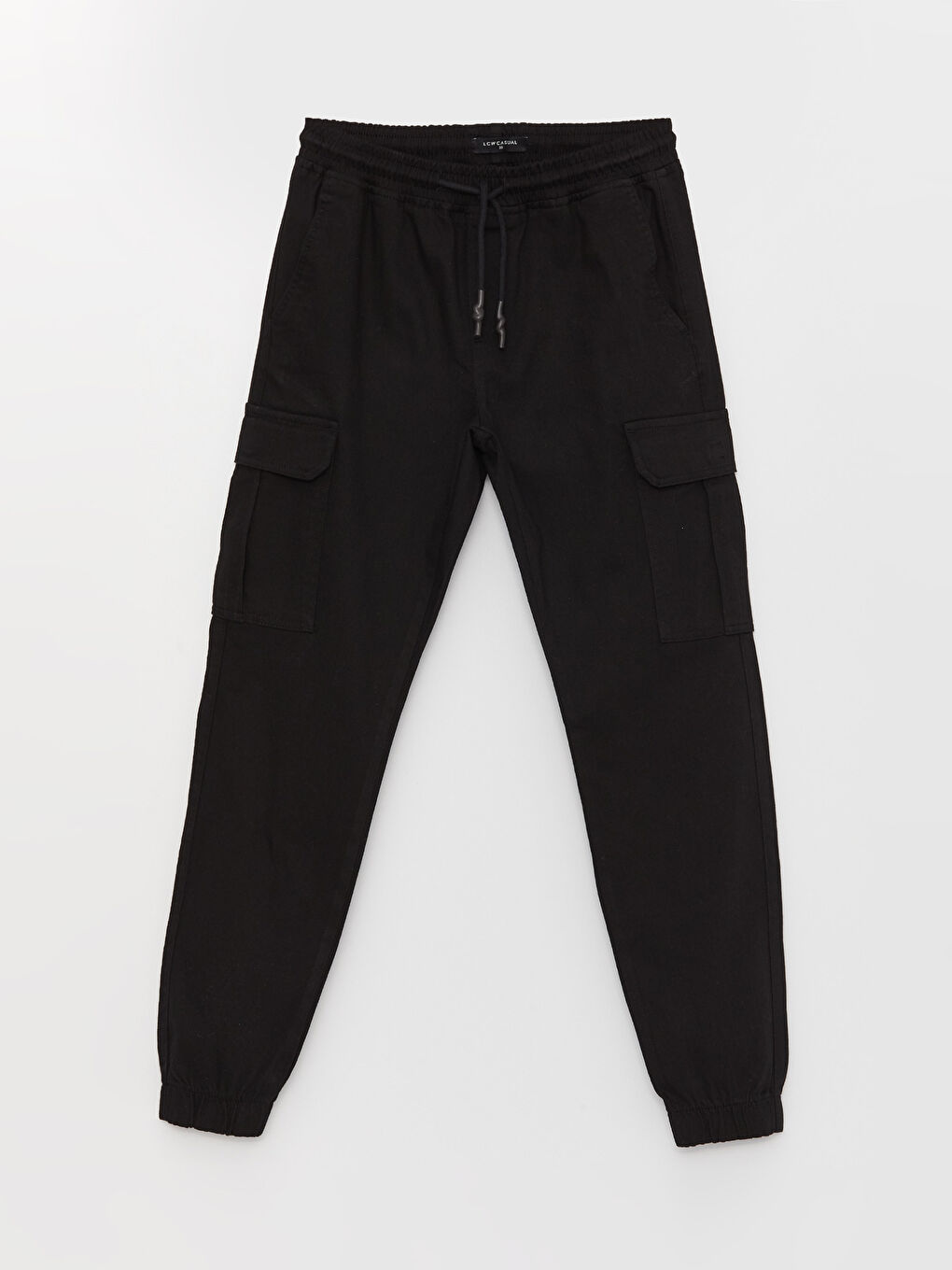 Siyah Slim Fit Gabardin Erkek Jogger Pantolon-5