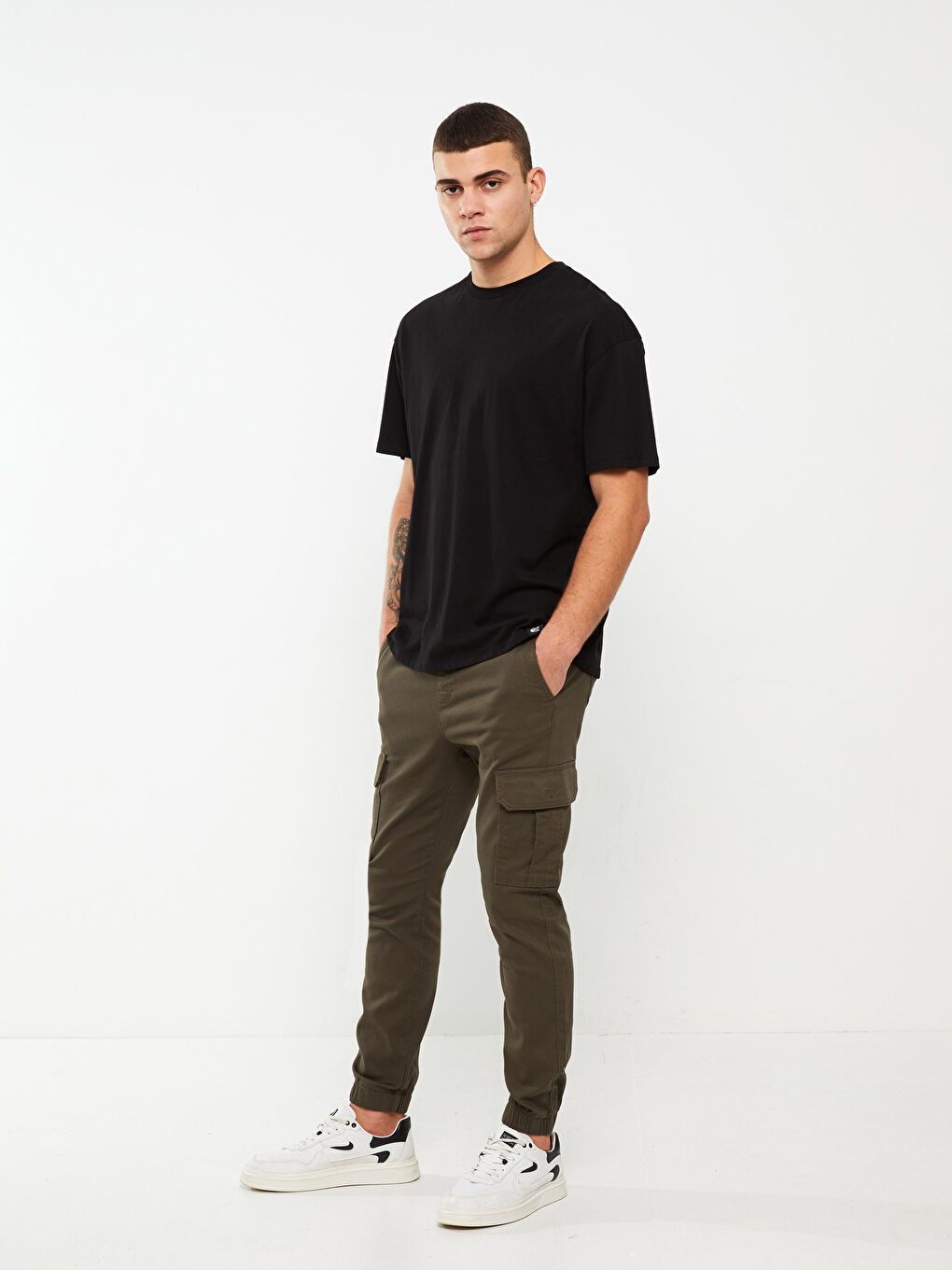 Брюки-джоггеры Мужские из саржи слим-фит