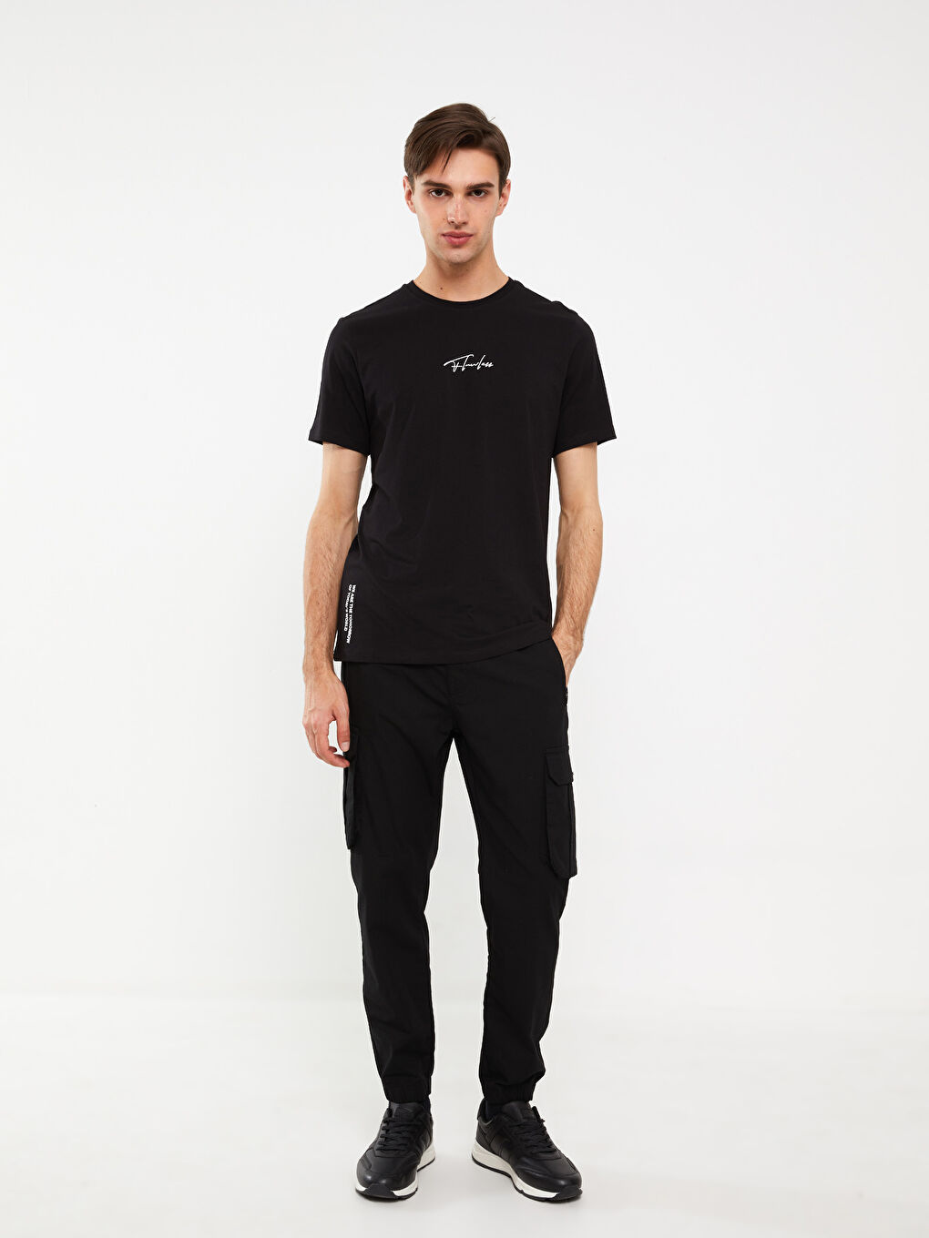 Siyah Standart Kalıp Erkek Kargo Pantolon