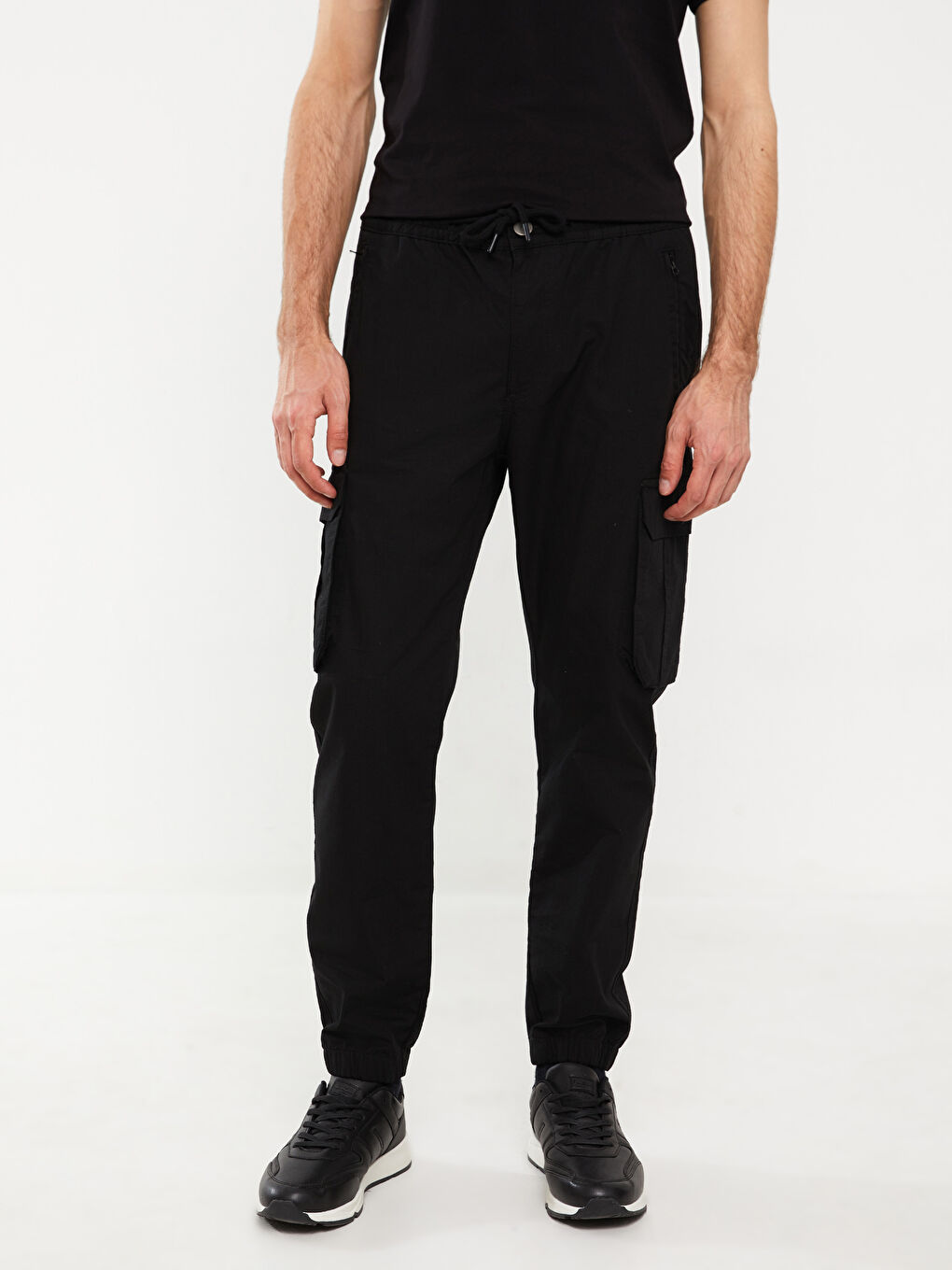 Siyah Standart Kalıp Erkek Kargo Pantolon-3