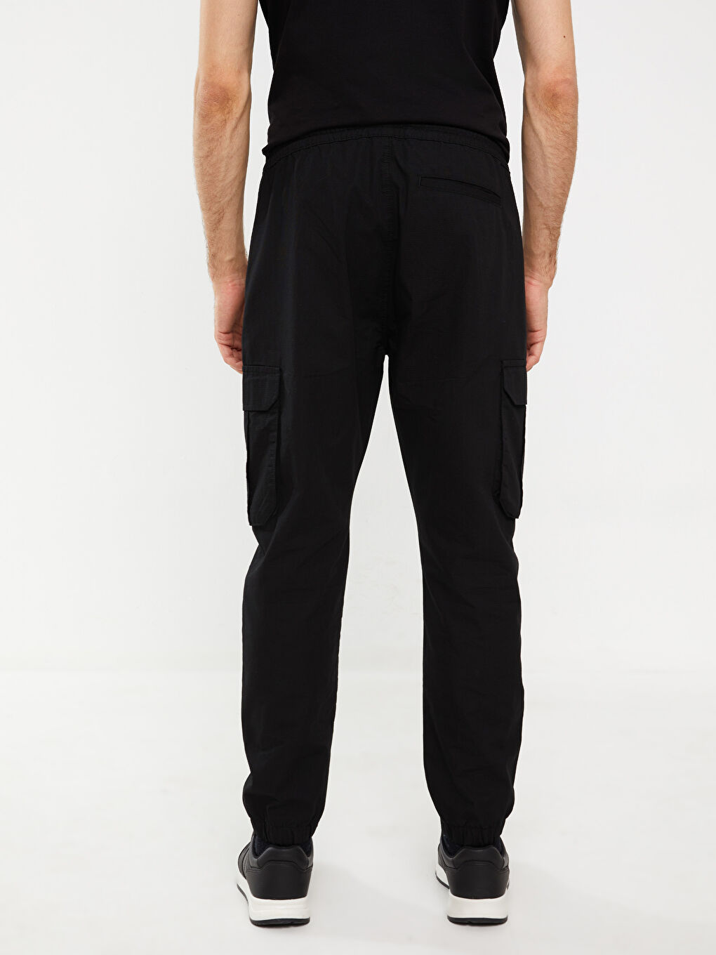 Siyah Standart Kalıp Erkek Kargo Pantolon-4