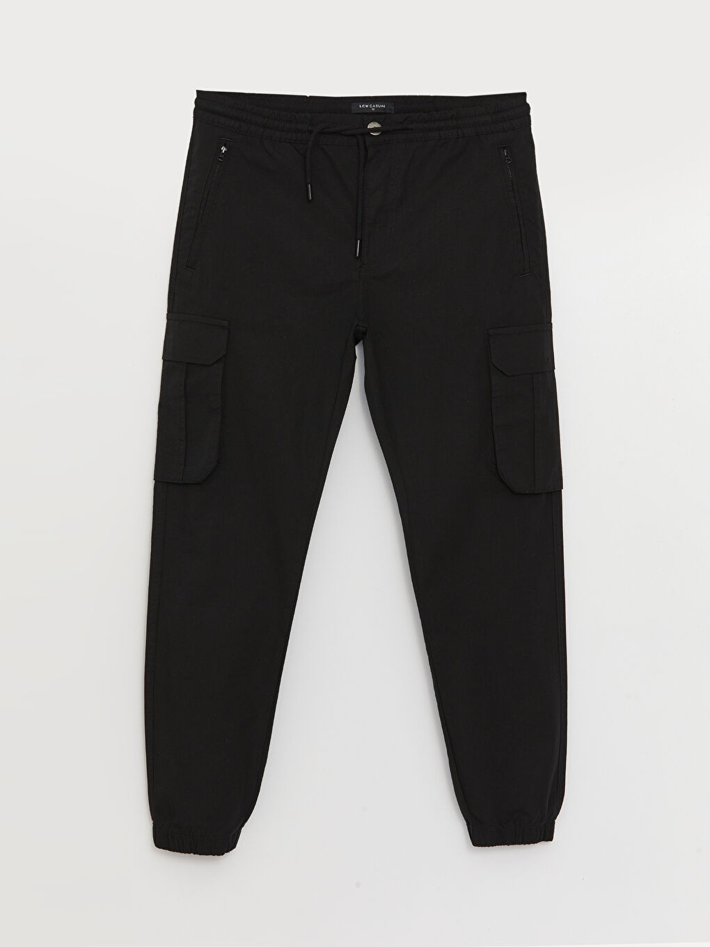 Siyah Standart Kalıp Erkek Kargo Pantolon-5