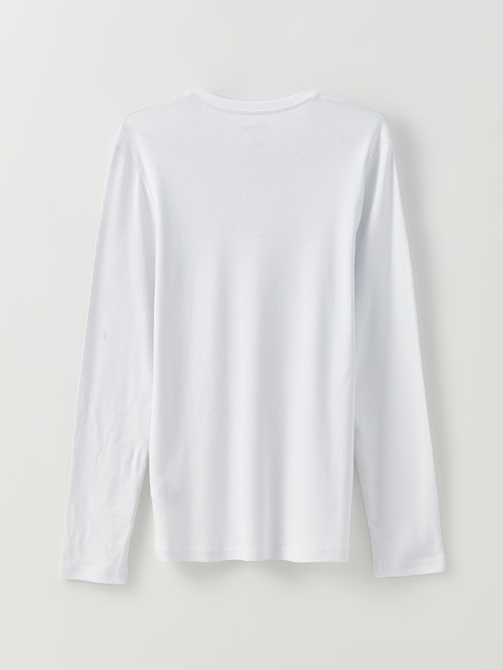 Beyaz V Yaka Uzun Kollu Penye Erkek Tişört-7