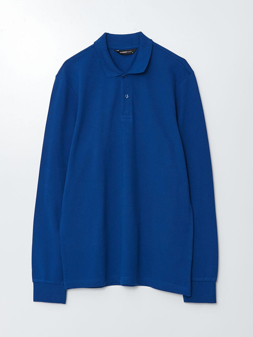 Lacivert Polo Yaka Uzun Kollu Pike Erkek Tişört-5