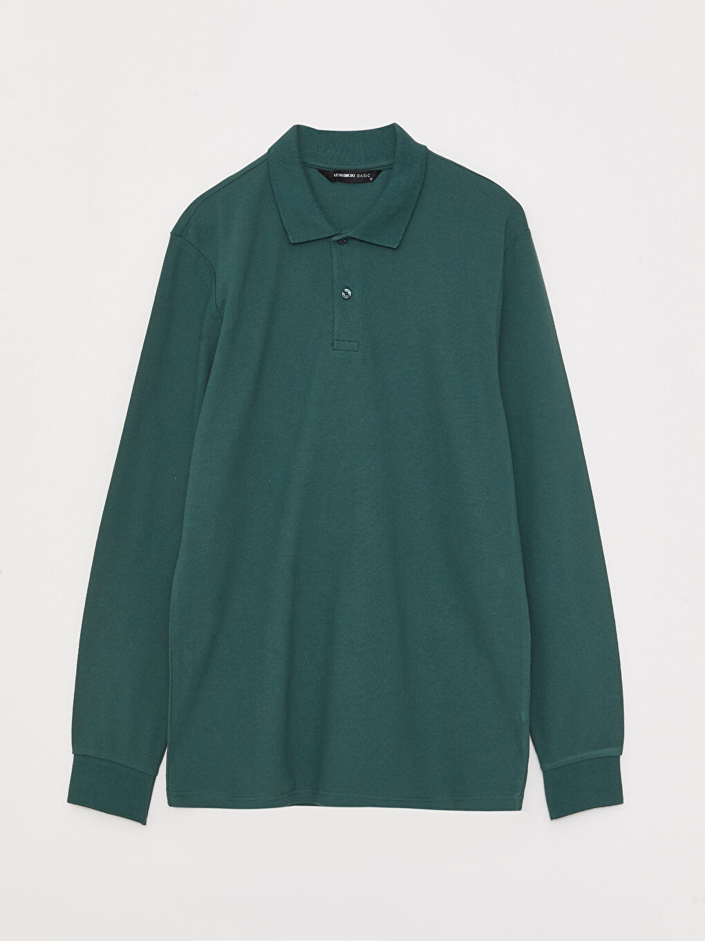 Yeşil Polo Yaka Uzun Kollu Pike Erkek Tişört