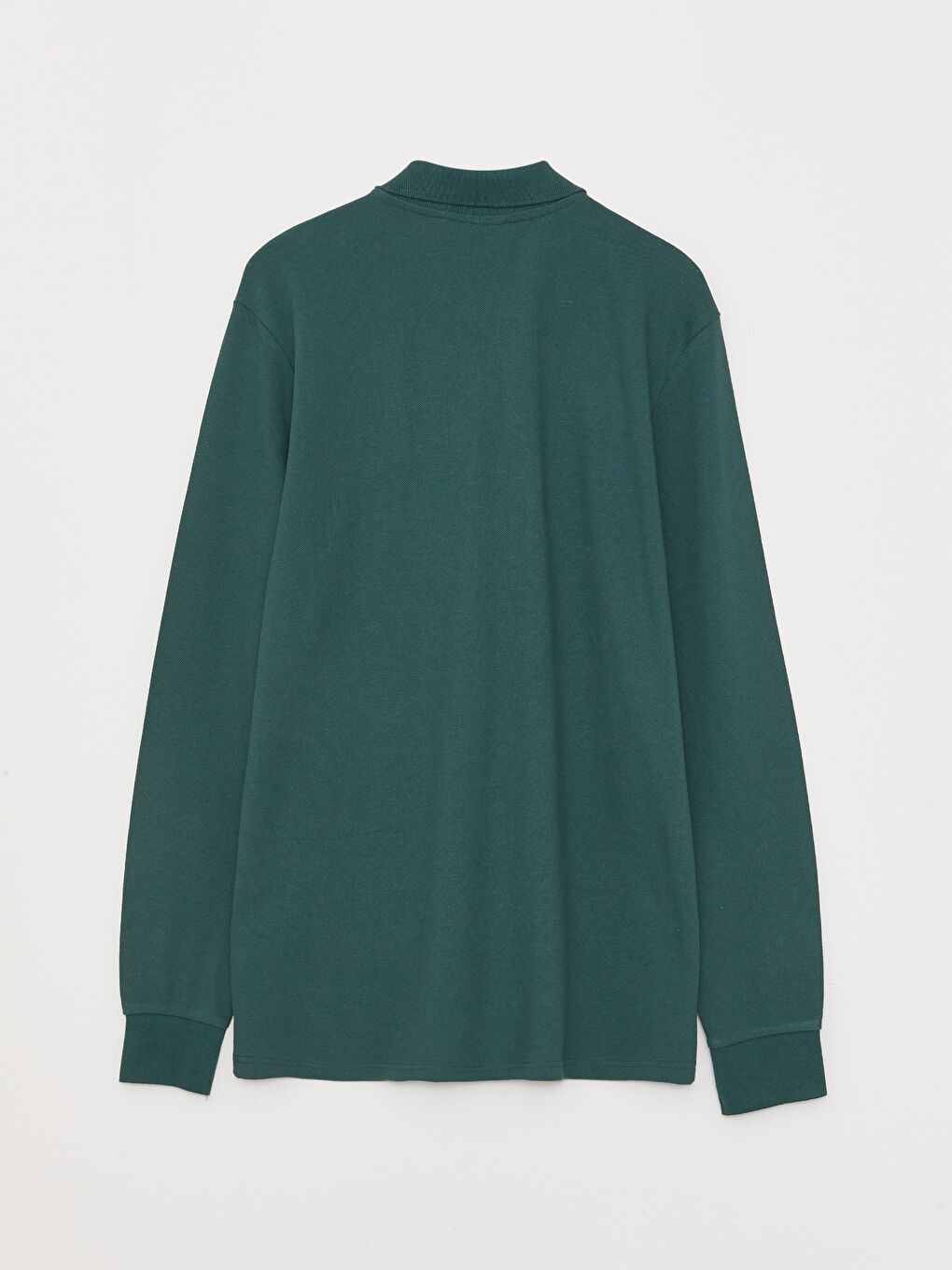 Yeşil Polo Yaka Uzun Kollu Pike Erkek Tişört-1