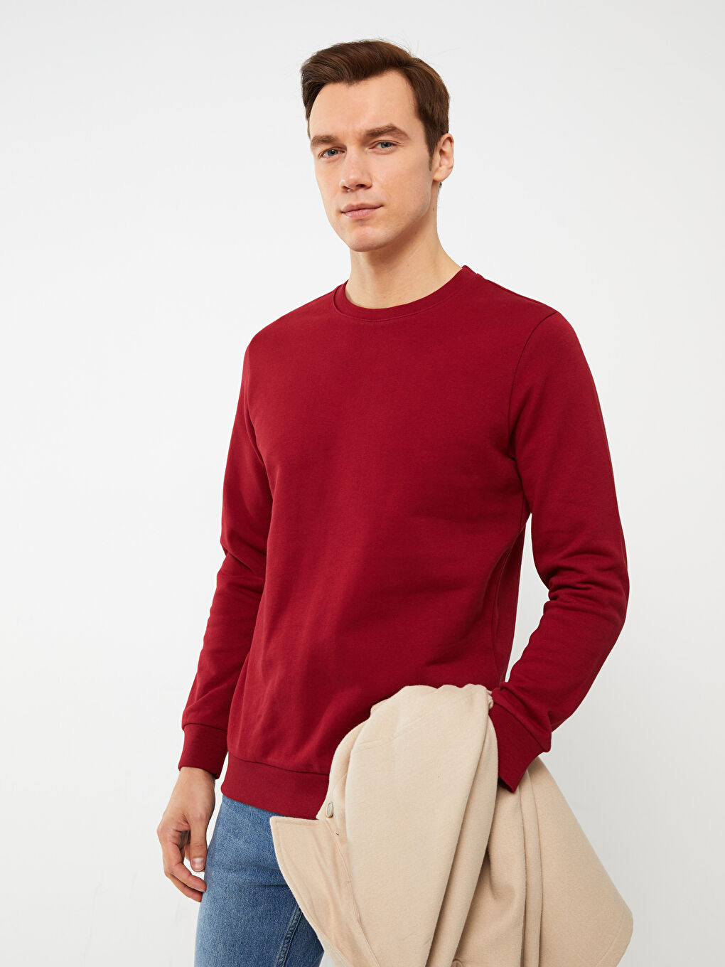 Sweat-shirt à Manches Longues pour Hommes avec Col Rond-1