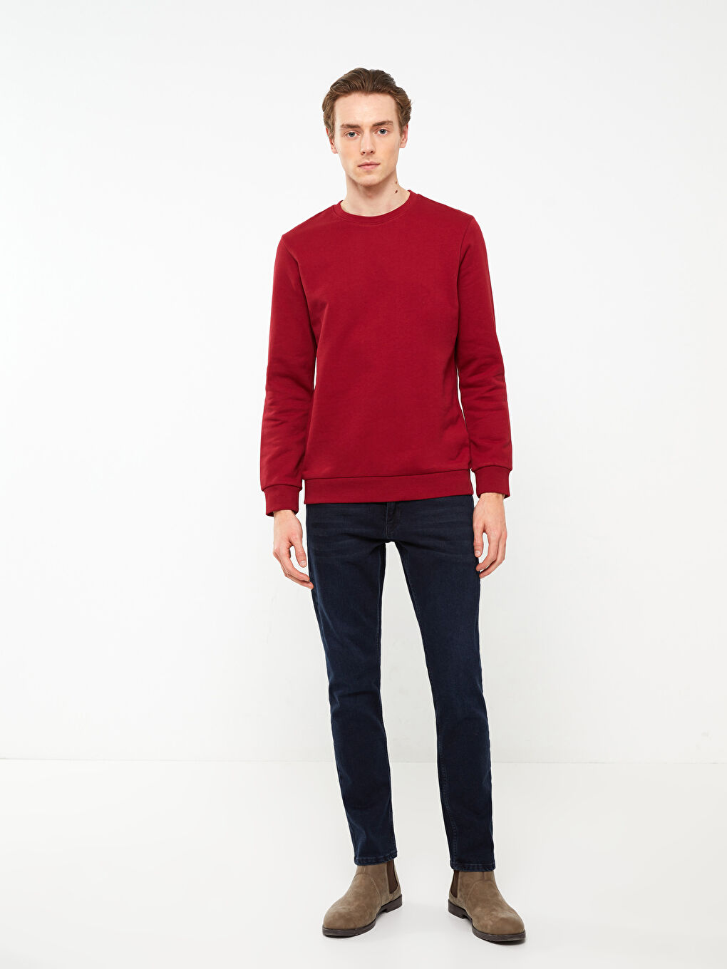 Sweat-shirt à Manches Longues pour Hommes avec Col Rond-4