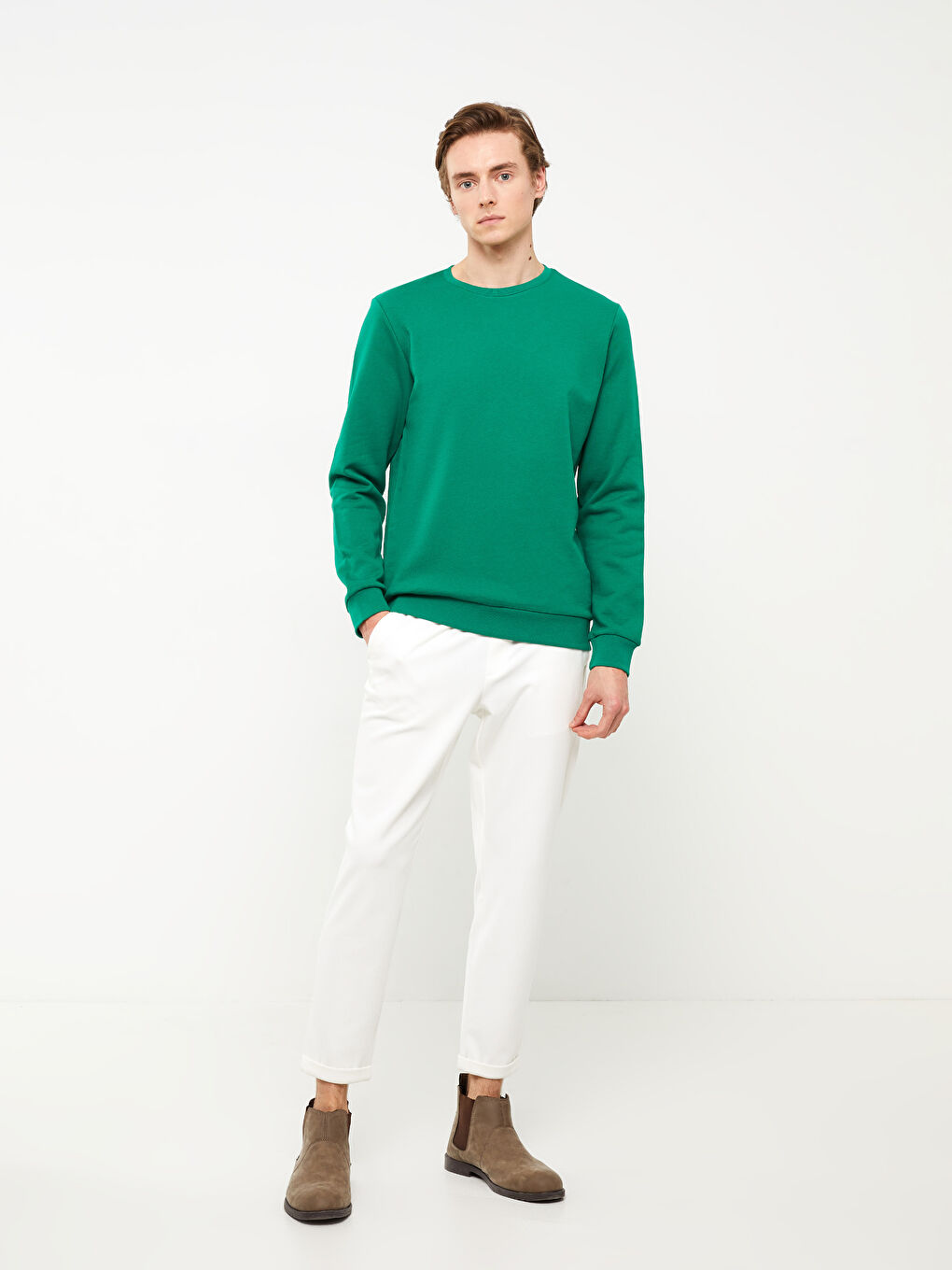 سويت شيرت كم طويل بياقة دائرية للرجال-2