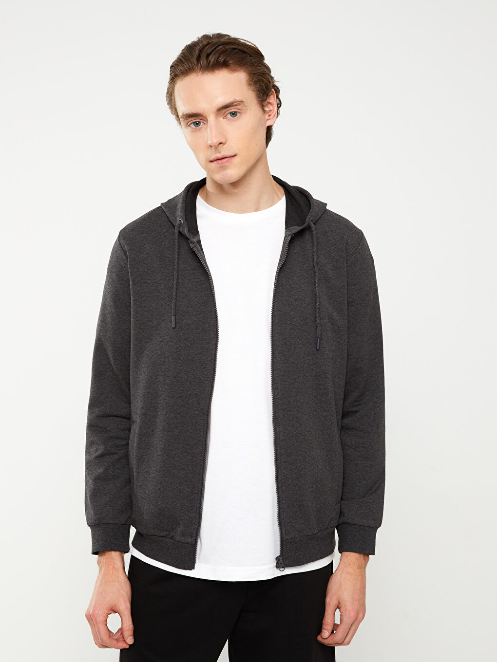 LCWAIKIKI Basic Hooded Long Sleeve Men's Sports Cardigan -S31064Z8-D5D