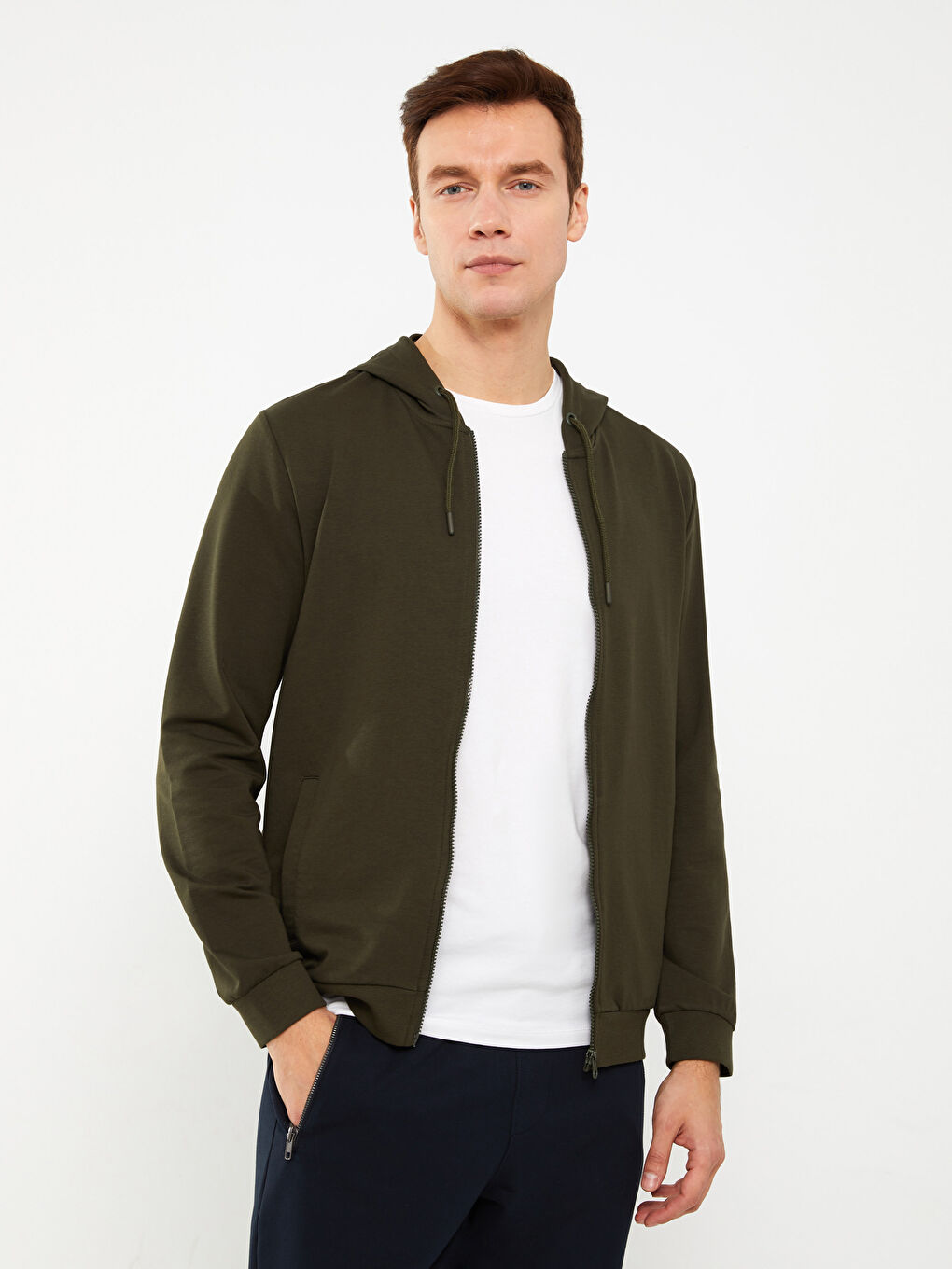 LC Waikiki Hooded Long Sleeve Men's Sports Cardigan -S31064Z8-JET