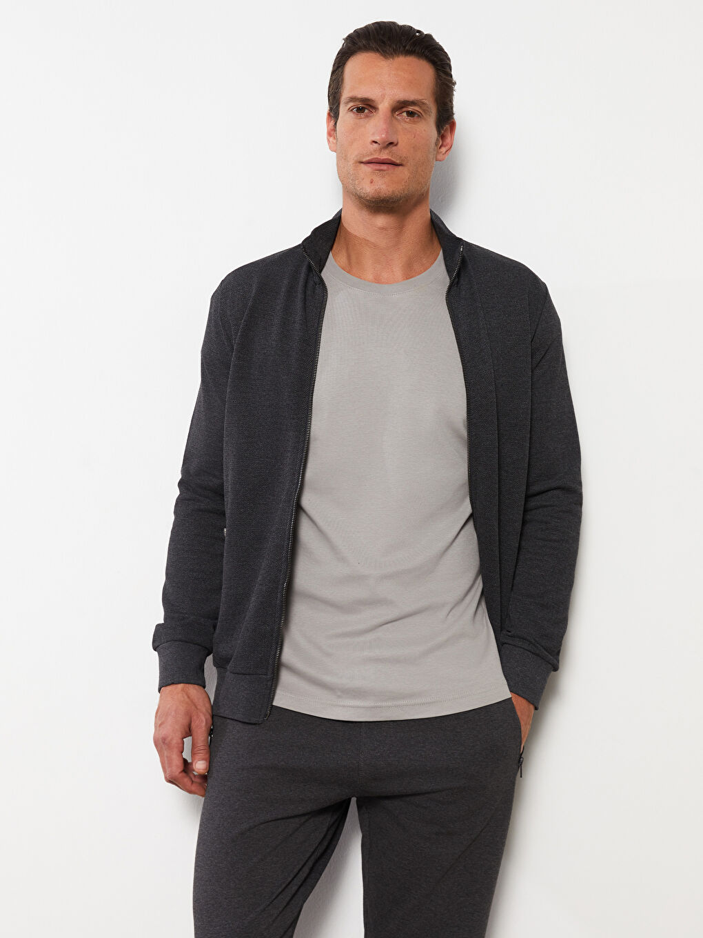High Collar Long Sleeve Men's Sports Cardigan -S31065Z8-D5D