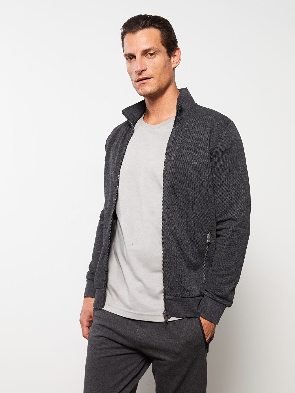 High Collar Long Sleeve Men's Sports Cardigan -S31065Z8-D5D