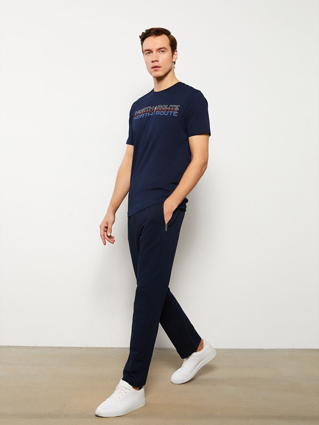 Lacivert Standart Kalıp Pike Erkek Eşofman Altı