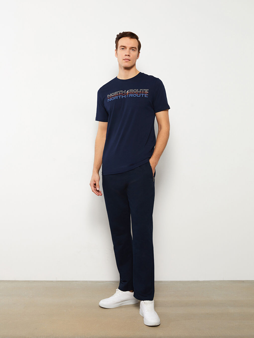 Lacivert Standart Kalıp Pike Erkek Eşofman Altı-1