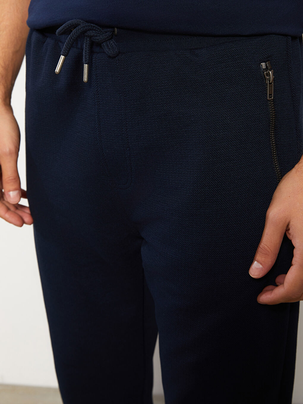 Lacivert Standart Kalıp Pike Erkek Eşofman Altı-2