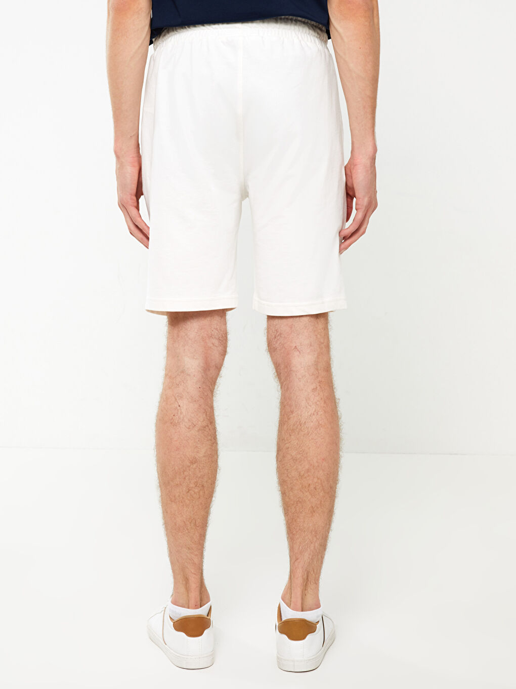 Ekru Slim Fit Örme Erkek Şort-4