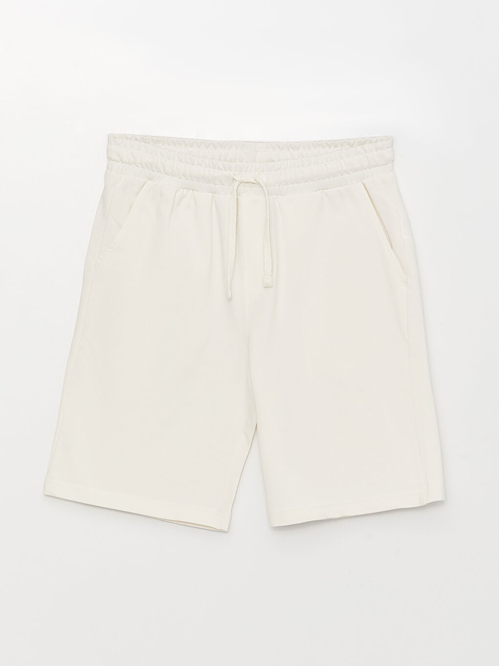 Ekru Slim Fit Örme Erkek Şort-5