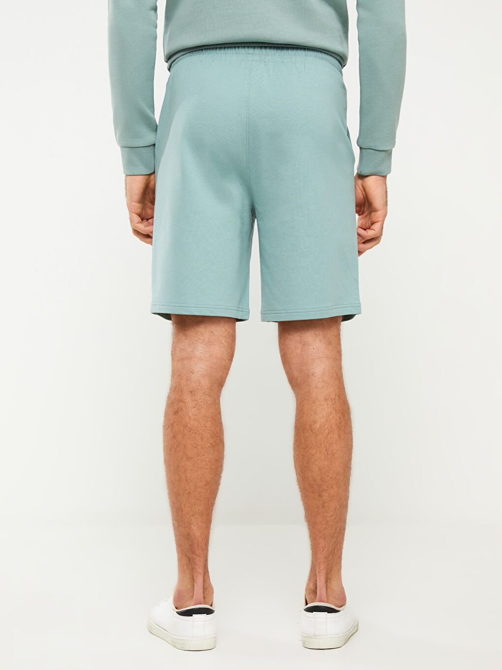 Yeşil Slim Fit Örme Erkek Şort-4