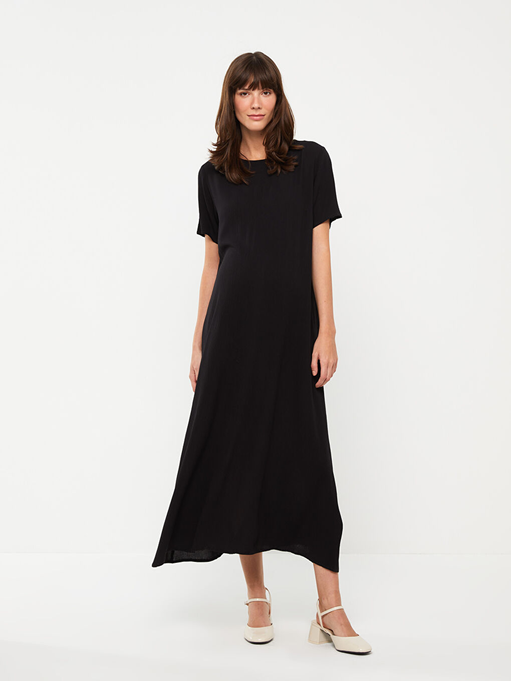 Crew Neck Plain Short Sleeve Maternity Dress
