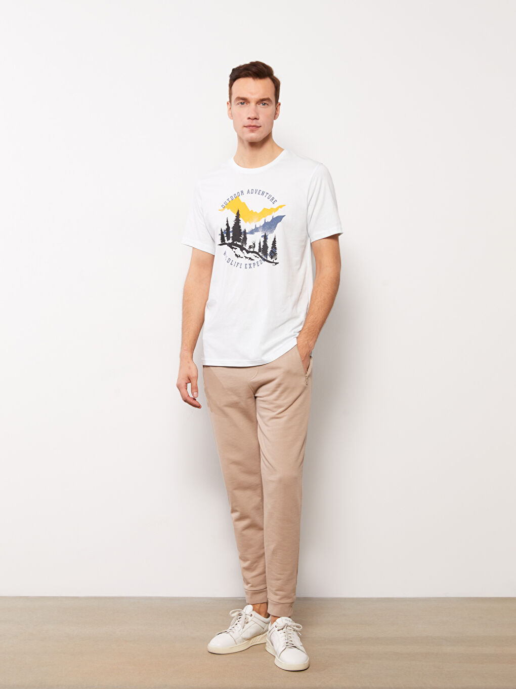 Bej Standart Kalıp Erkek Jogger Eşofman Altı