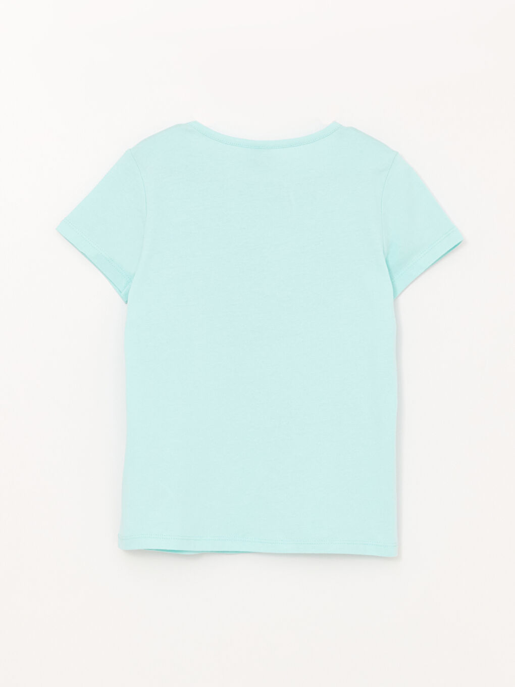 تيشيرت للبنات بياقة دائرية مطبوع كم قصير-1