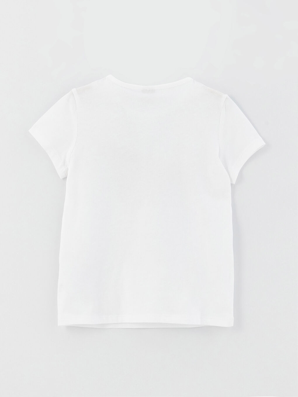 تيشيرت للبنات بياقة دائرية مطبوع كم قصير-1