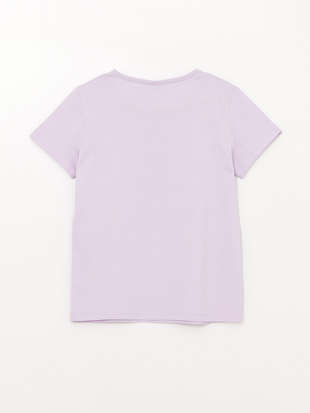 تيشيرت كم قصير مطبوع ياقة دائرية للبنات-1