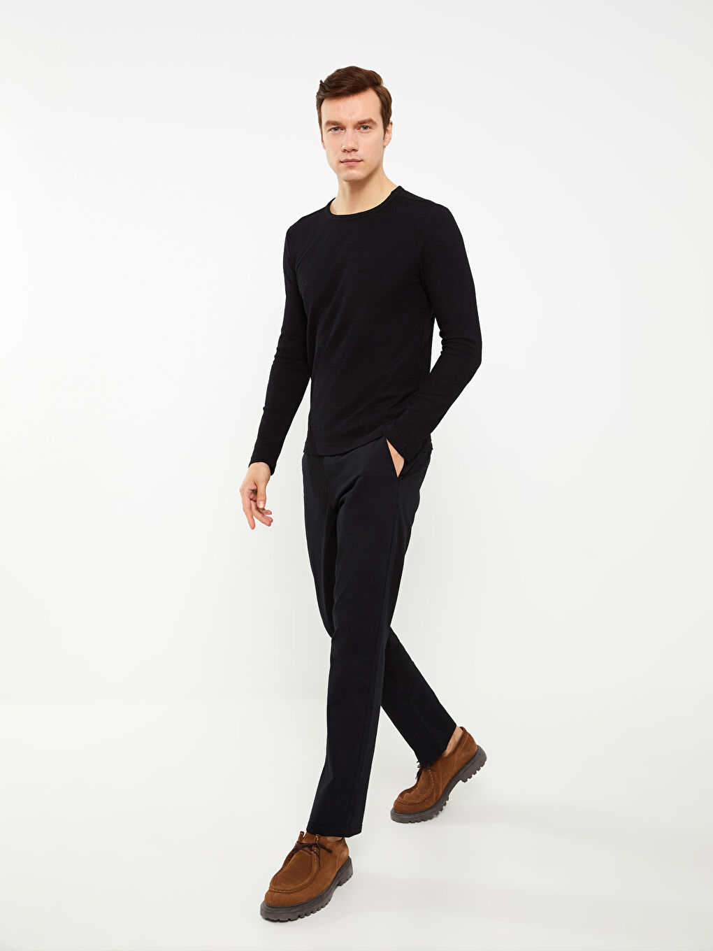 Crew Neck Long Sleeve Men's T-Shirt-2