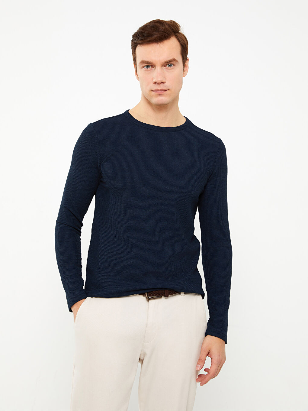 تيشيرت كم طويل بياقة دائرية للرجال-1