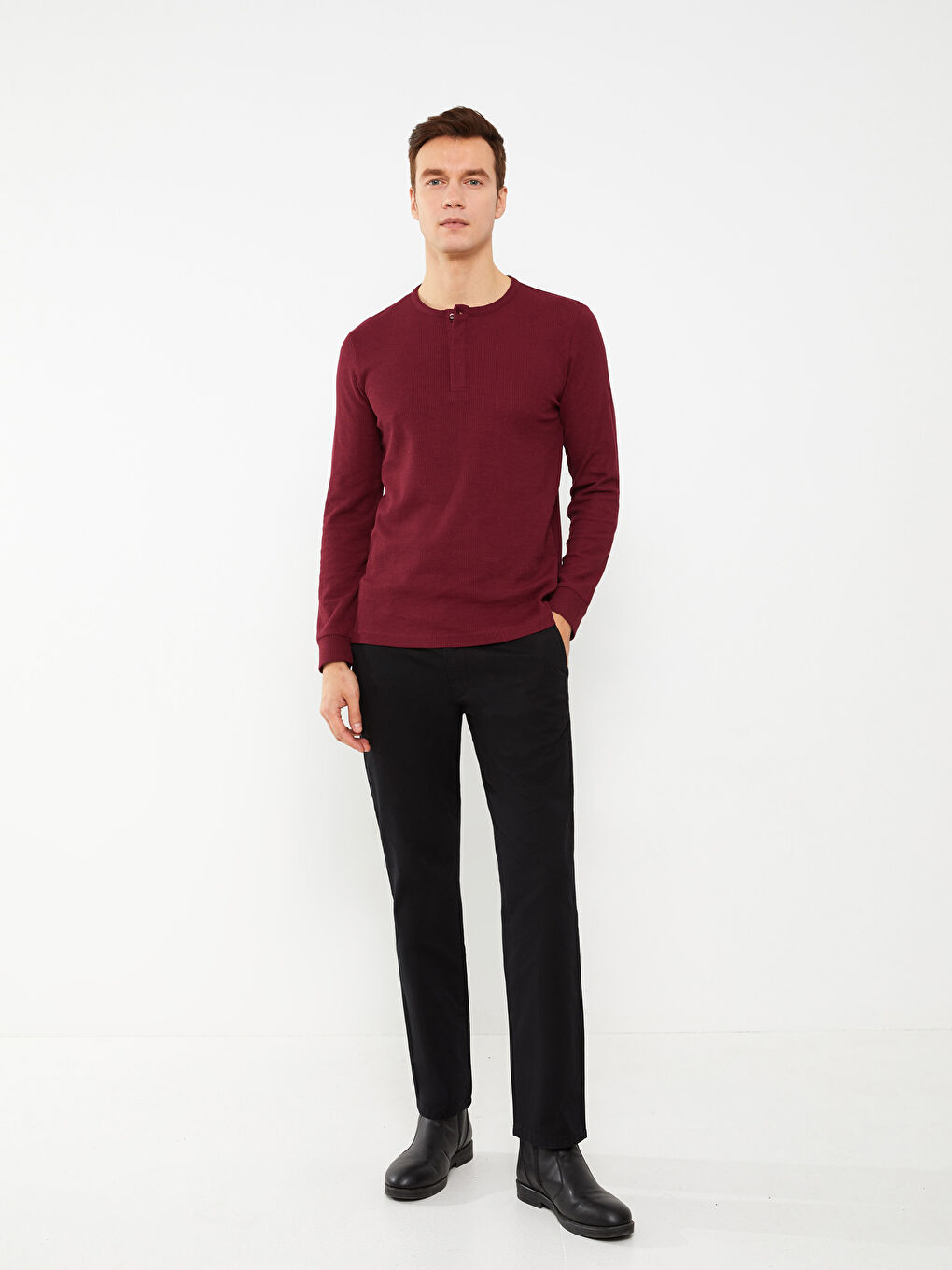 تيشيرت كم طويل بياقة دائرية للرجال-2