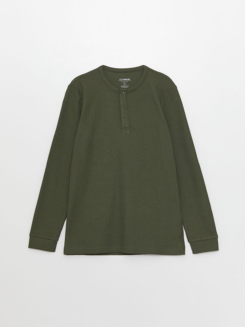 Haki Bisiklet Yaka Uzun Kollu Erkek Tişört-10