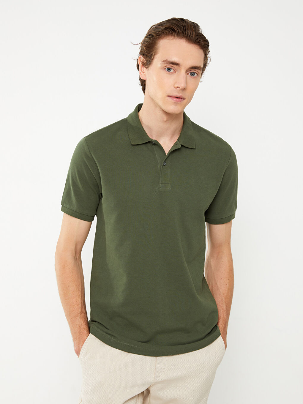 პოლო კისრის მოკლე სახელოიანი პიკე მამაკაცის მაისური-1