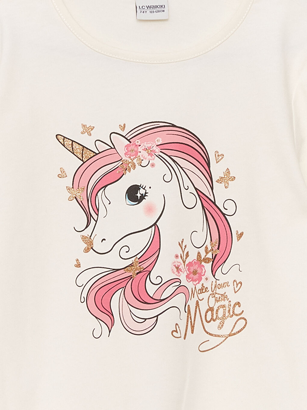 Crew Neck Printed Long Sleeve Girls' T-Shirt-2