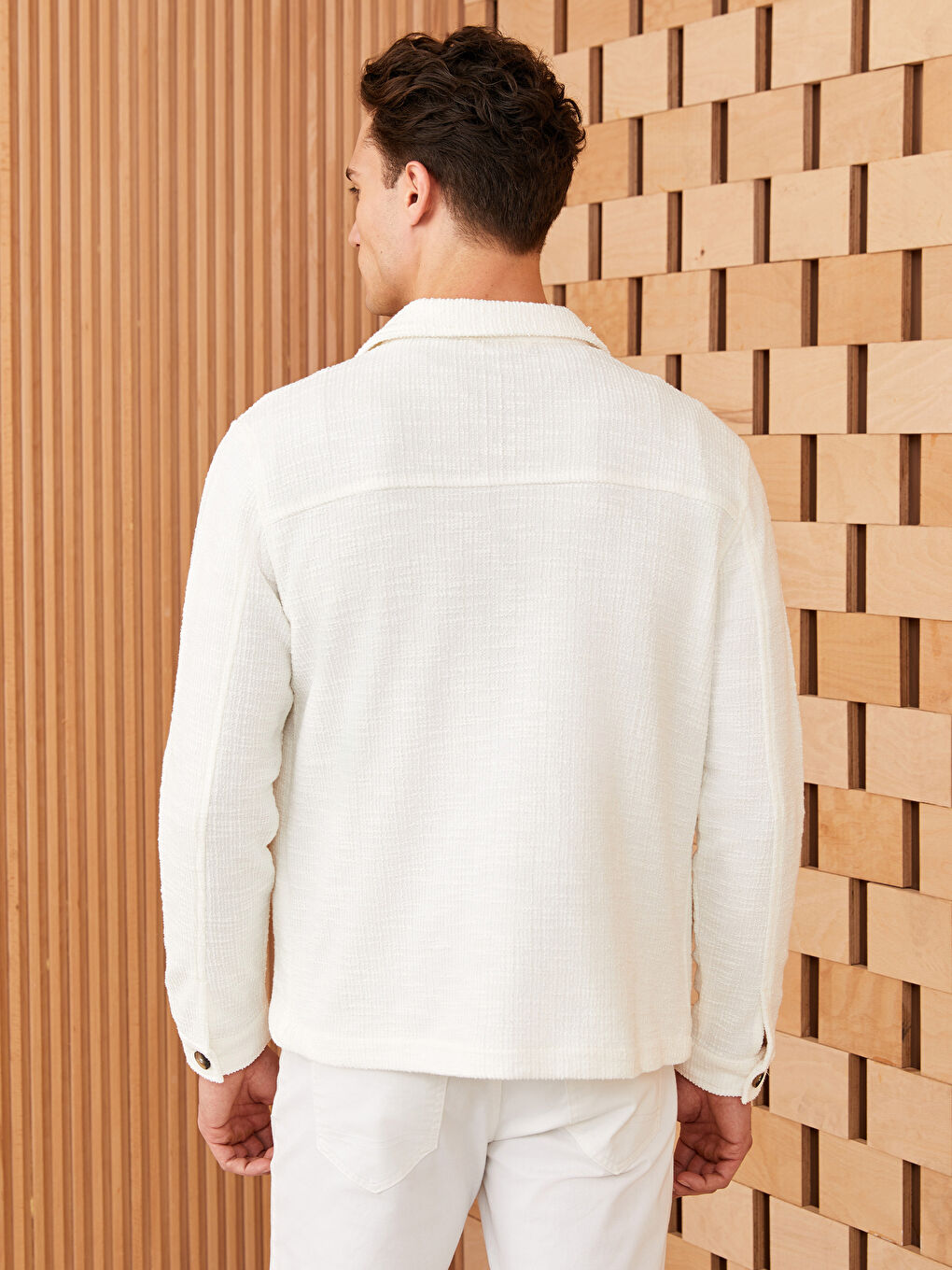 Пальто для мужчин с отложным воротником, облегающего кроя-4