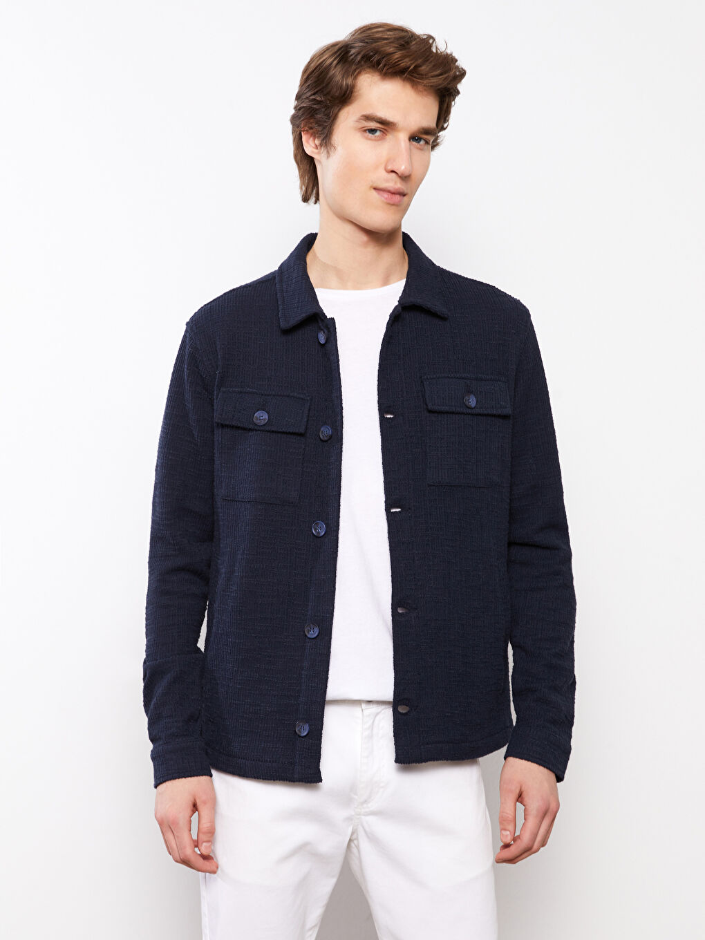 Slim Fit Collared Neck Men's Coat