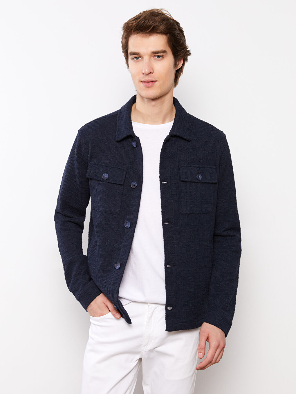 Slim Fit Collared Neck Men's Coat-2