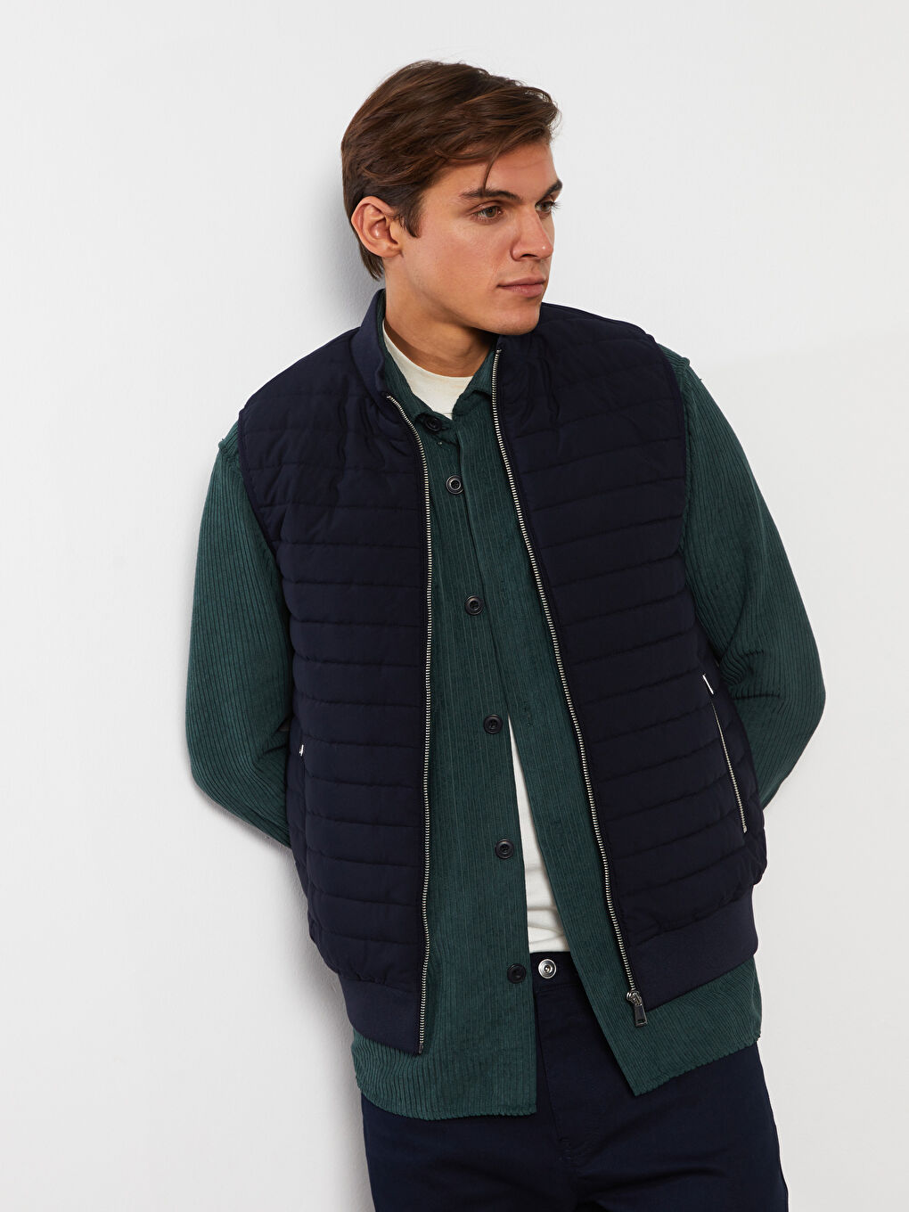 Slim Fit Funnel Neck Men's Vest