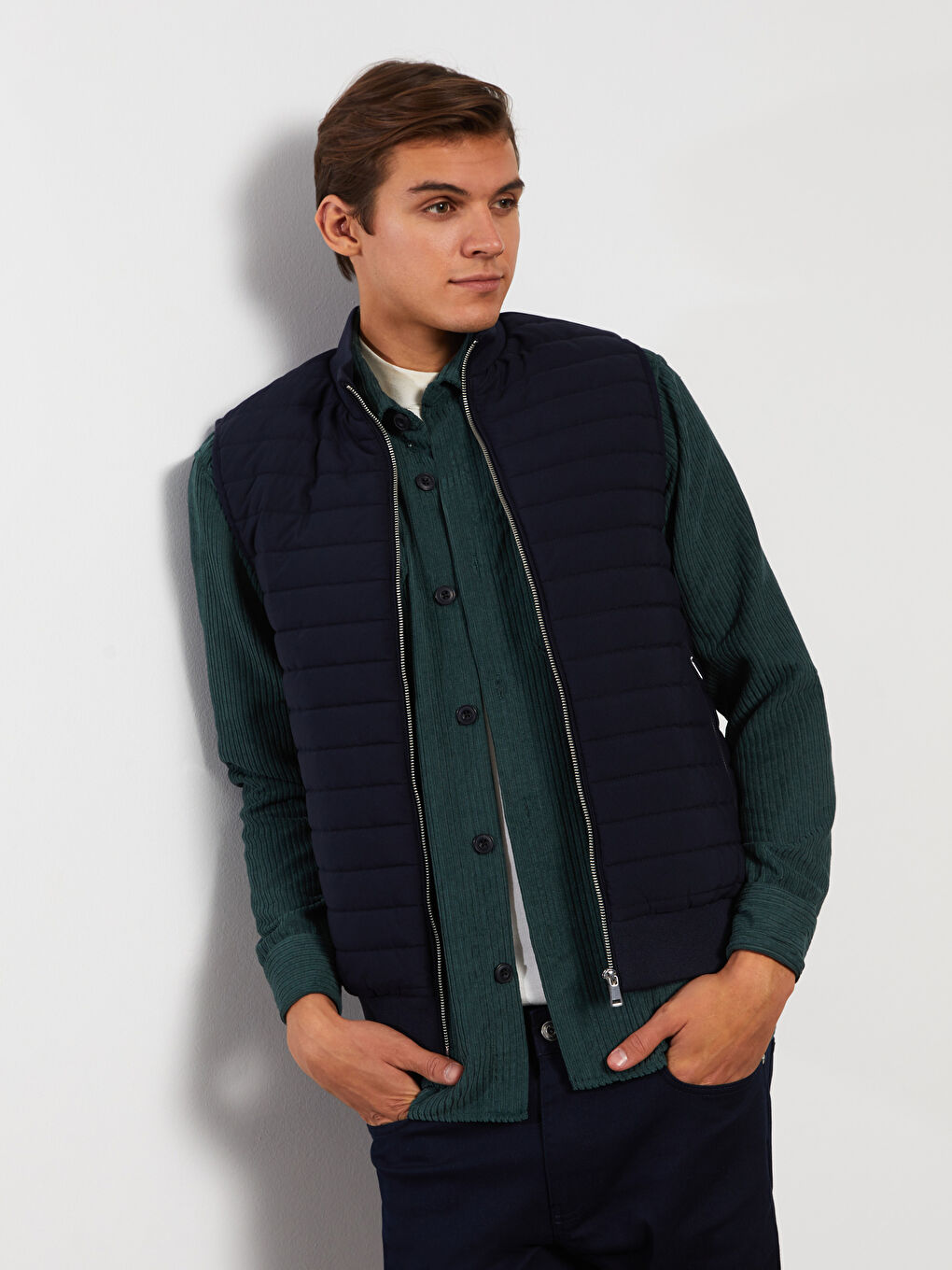 Slim Fit Funnel Neck Men's Vest-1