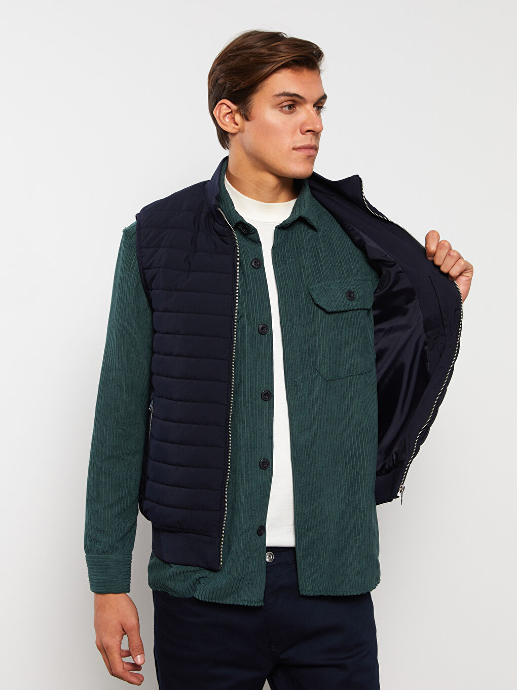 Slim Fit Funnel Neck Men's Vest-2