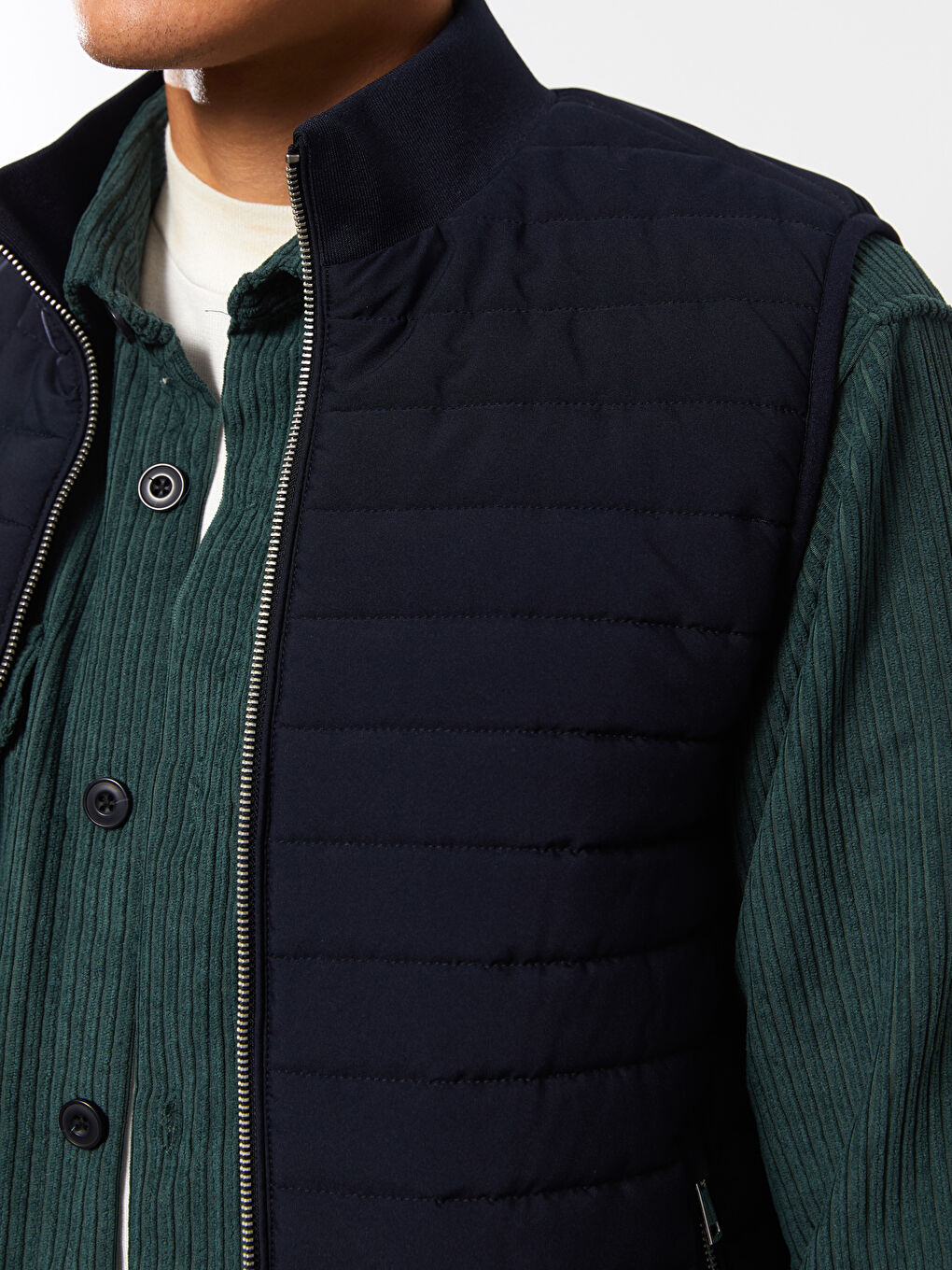 Slim Fit Funnel Neck Men's Vest-3