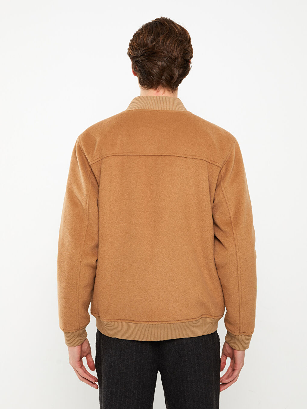 Kahverengi Slim Fit Dik Yaka Erkek Mont-4