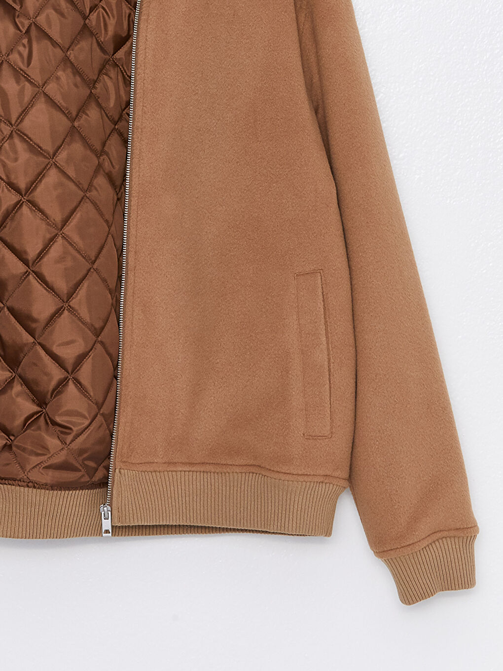 Kahverengi Slim Fit Dik Yaka Erkek Mont-7