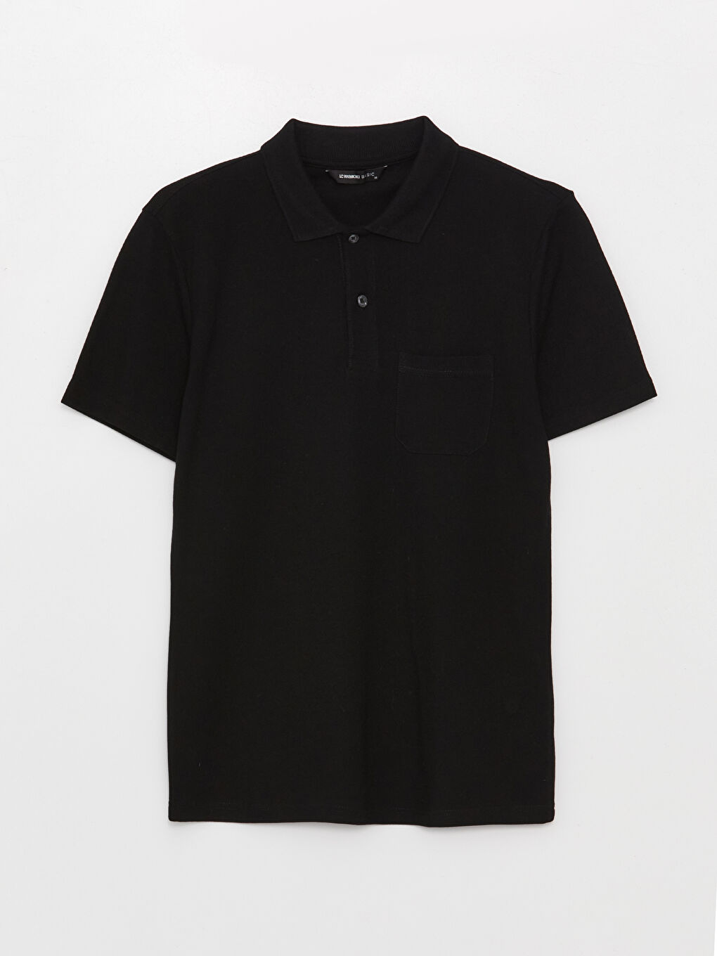 Siyah Polo Yaka Kısa Kollu Pike Erkek Tişört-5