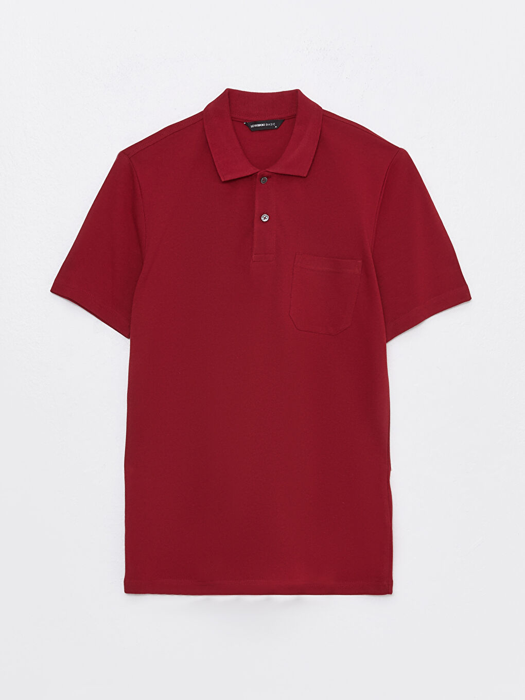 LCWAIKIKI Basic Bordo Polo Yaka Kısa Kollu Pike Erkek Tişört - 5