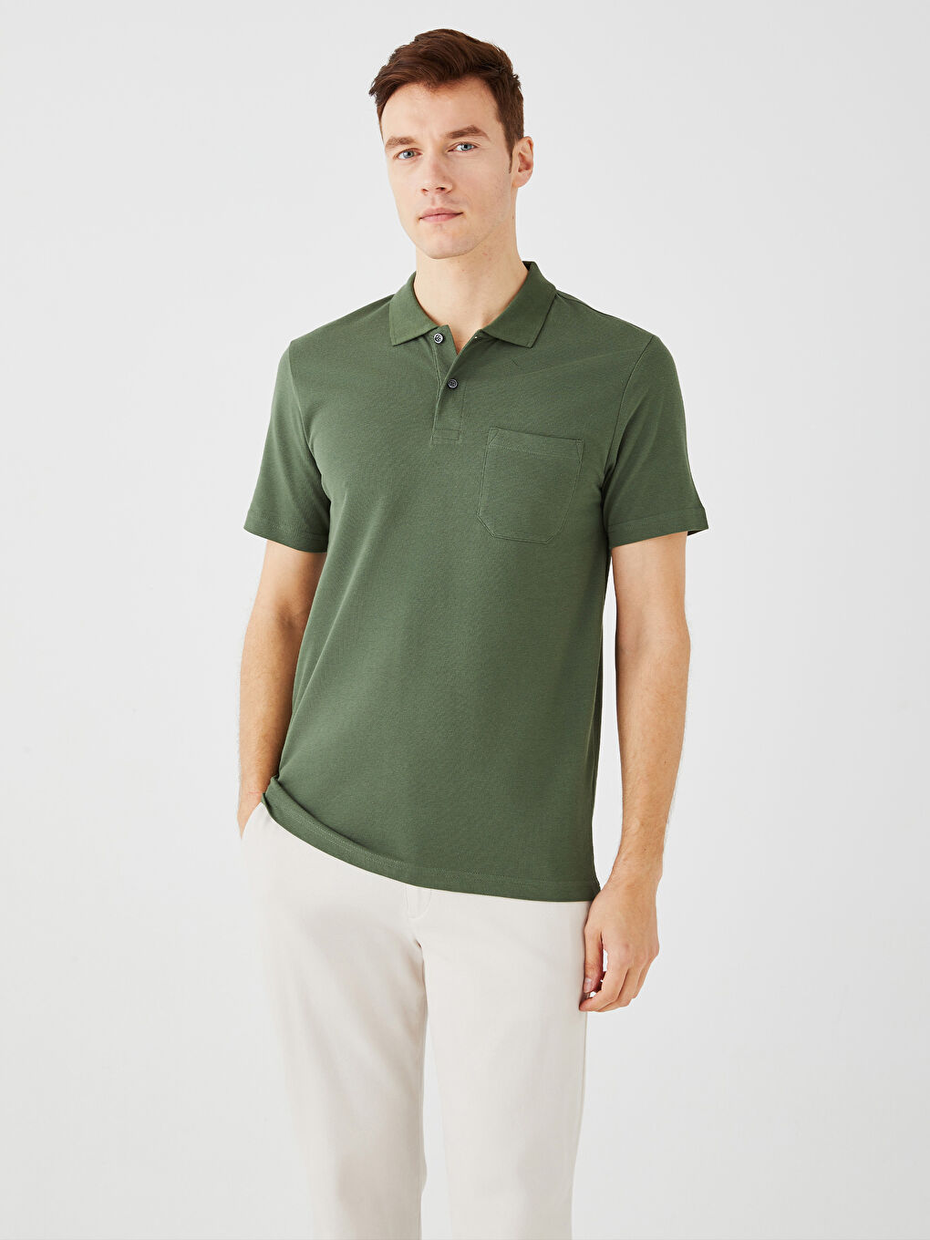 تي شيرت بياقة بولو كم قصير بيكيه للرجال