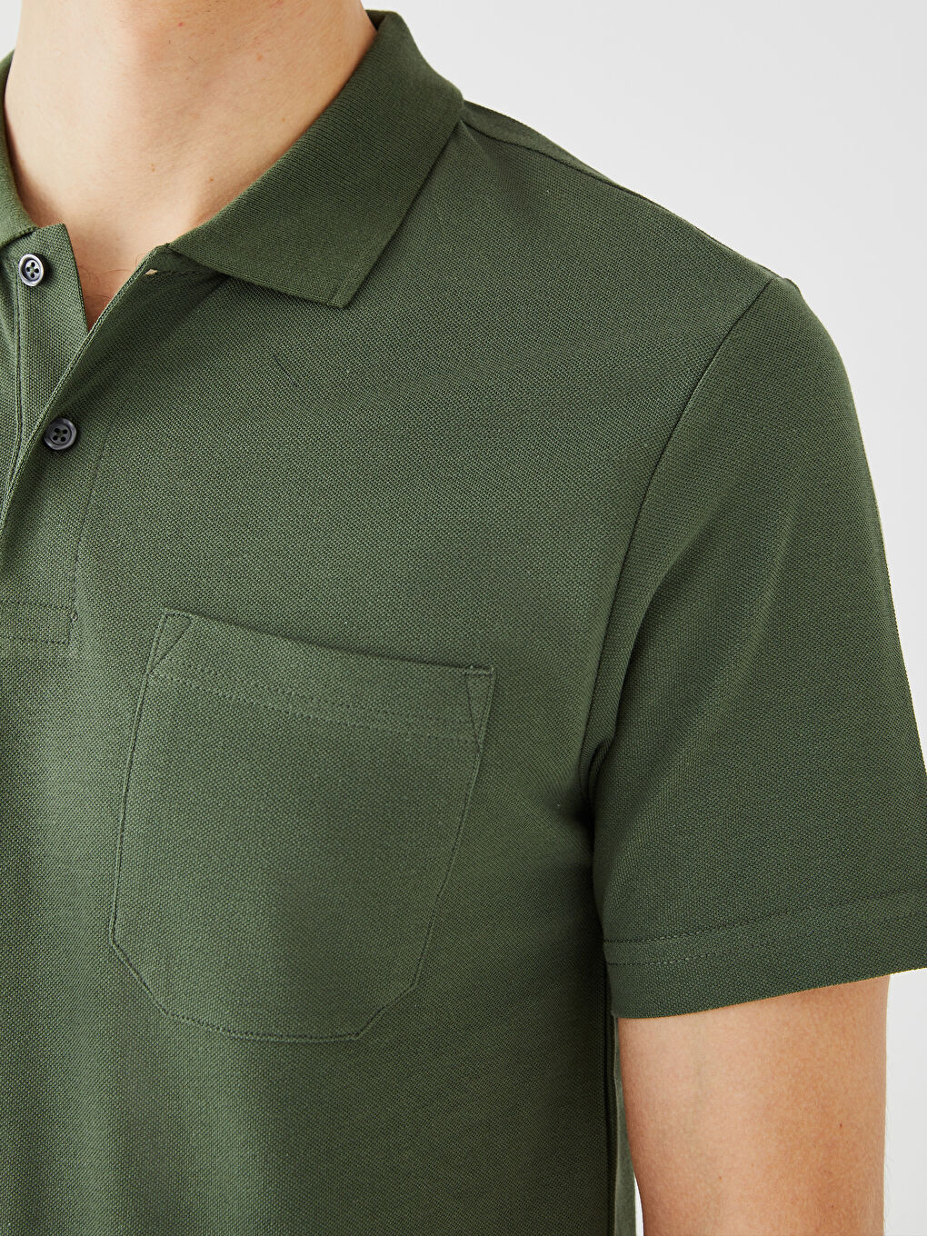 تي شيرت بياقة بولو كم قصير بيكيه للرجال-2