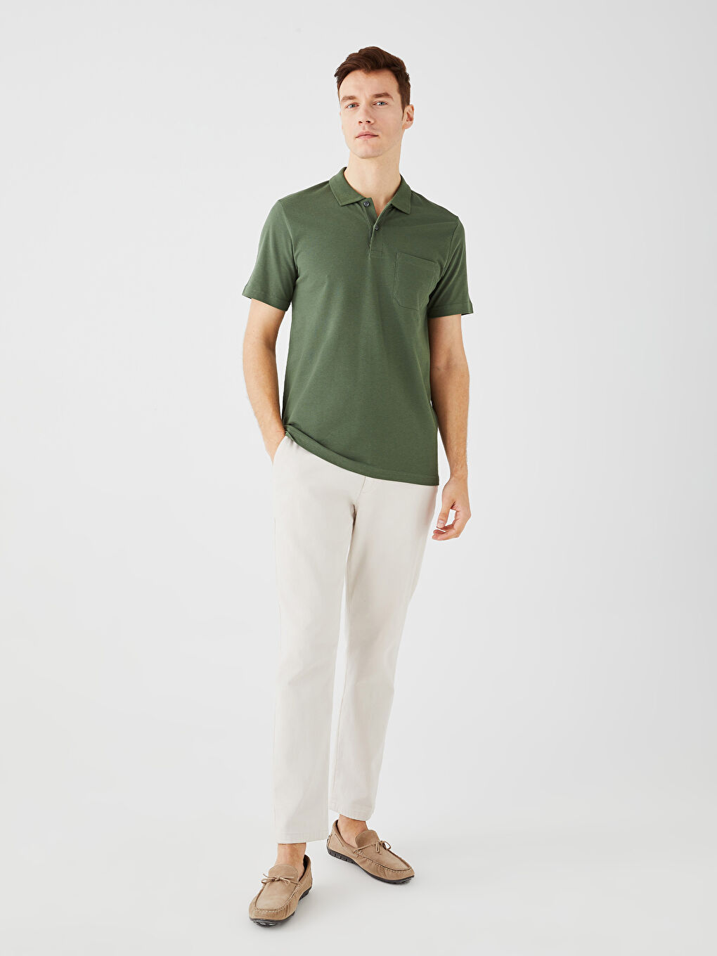 تي شيرت بياقة بولو كم قصير بيكيه للرجال-3