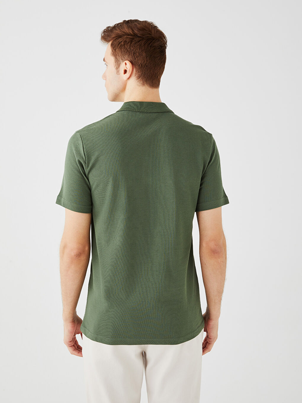 تي شيرت بياقة بولو كم قصير بيكيه للرجال-4