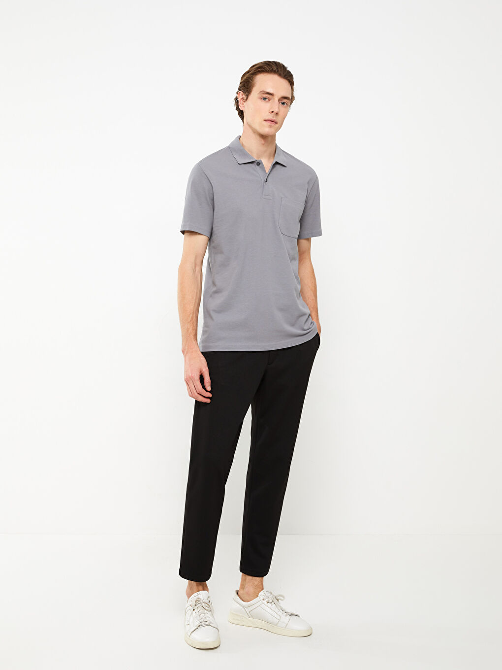 تي شيرت بياقة بولو كم قصير بيكيه للرجال-2